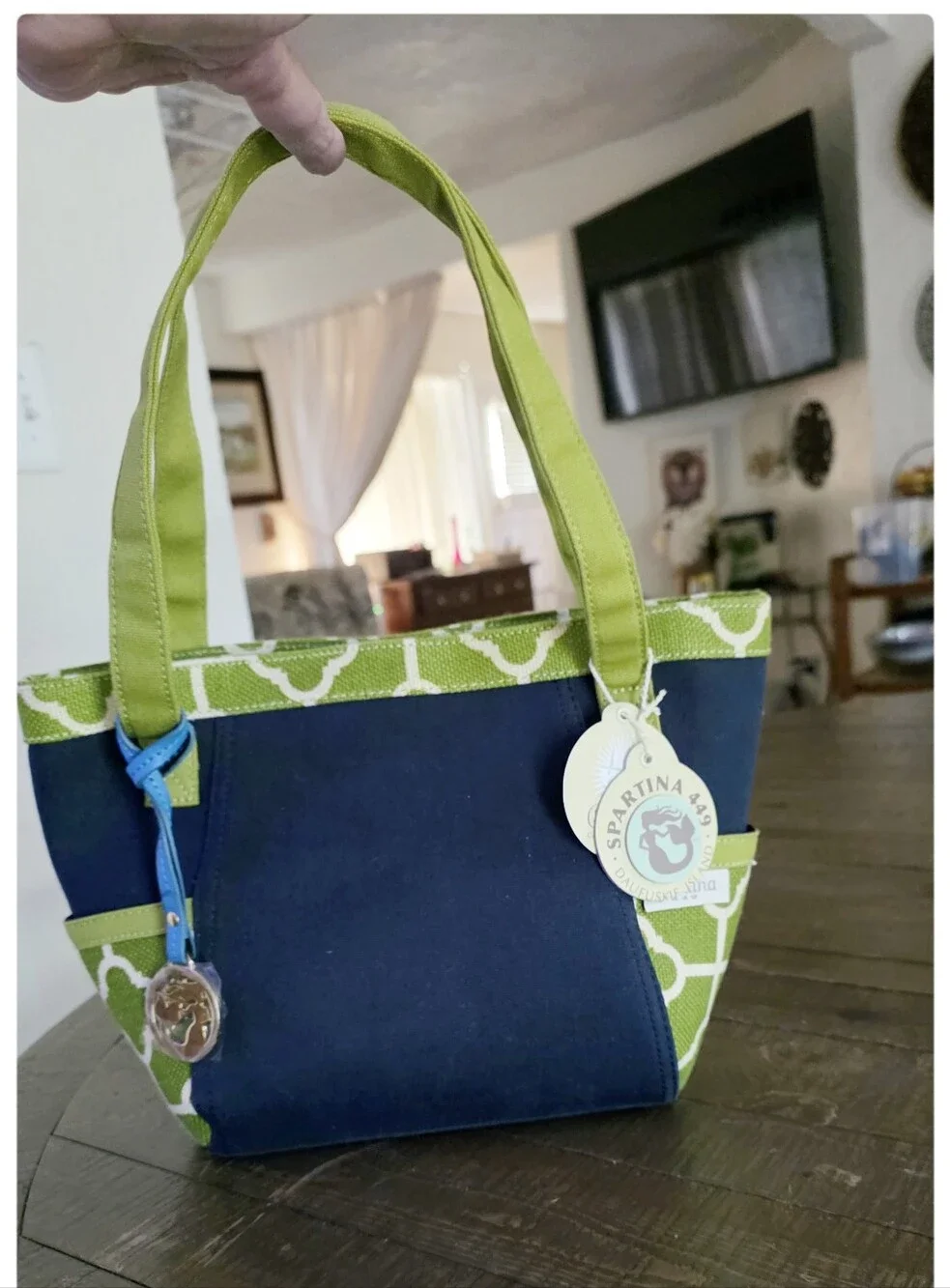 Spartina 449 NWT Club Tote Canvas Linen And Leather